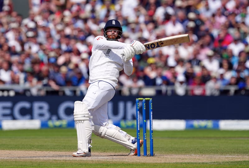 England's Jonny Bairstow in action on his way to 99 not out during day three of the fourth Ashes Test against Australia at Old Trafford. Photograph:  Mike Egerton/PA Wire