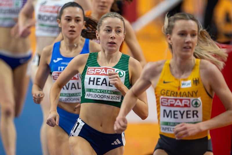 Ireland’s Sarah Healy during the women's 3,000m heats. Photograph: Morgan Treacy/Inpho