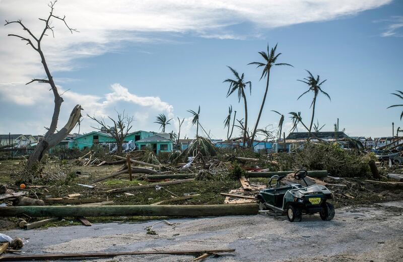 The wreckage of a hotel destroyed by Hurricane Dorian in Treasure Cay, the Bahamas, on Thursday. Photograph: Daniele Volpe/The New York Times