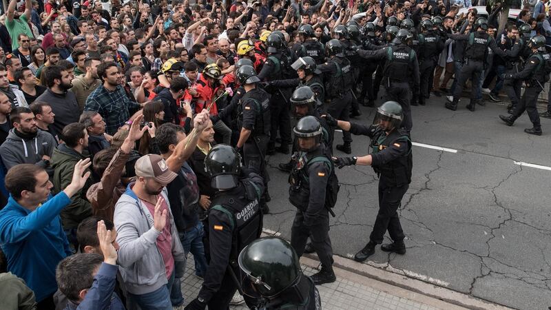 Clashes in Sant Julia de Ramis on October 1st, 2017,  when Madrid declared the independence vote illegal and undemocratic. Photograph: David Ramos