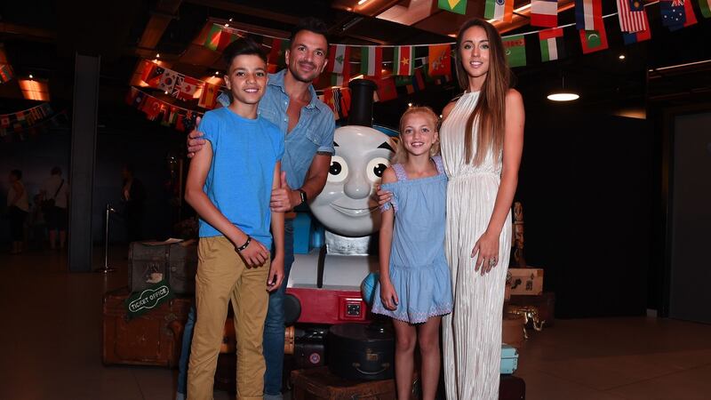 Peter Andre, Junior Andre, Princess Andre and Emily MacDonagh. Photograph:  Eamonn McCormack/Getty