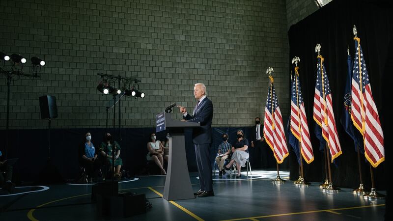 Former US vice-president and candidate for the presideny Joe Biden gives a news conference in Lancaster, Pennsylvania on June 25th. Photograph: Hannah Yoon/New York Times