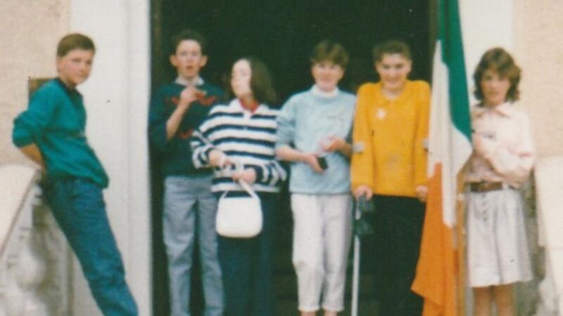 Sinéad Gleeson with schoolfriends at their hotel in Lourdes: her wheelchair becomes a comic prop without making her the butt of the joke.  Their kindness matters more than prayers.  Photograph: family collection