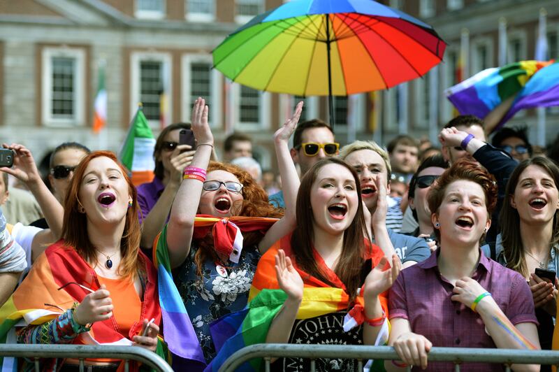 Campaigners celebrate the result of the marriage equality referendum in 2015. A lesson 'we have learned over time is... you have got to put a question that can produce an answer the politicians can then read'. Photograph: Dara Mac Dónaill