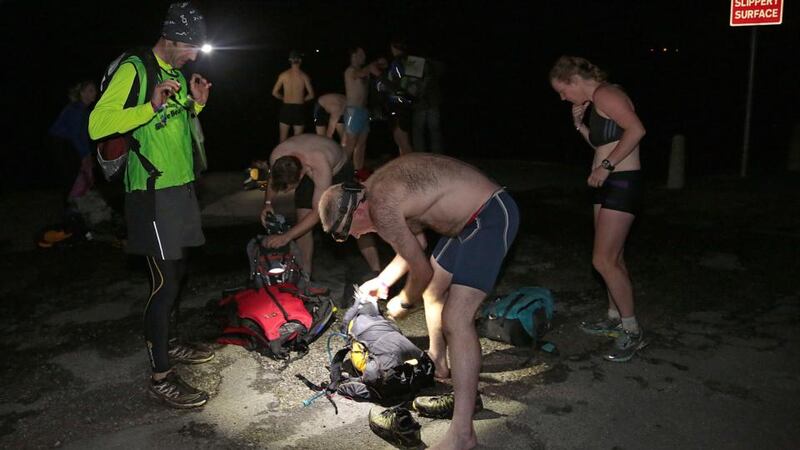 Teams preparing for a night swim at Lough Derg, Killaloe, Co Clare. Photograph: Valerie O’Sullivan