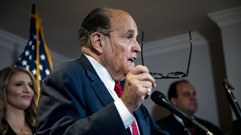 Rudy Giuliani, personal lawyer to US president Donald Trump, speaks during a news conference at the Republican National Committee headquarters in Washington, DC. Photograph: Al Drago/Bloomberg.