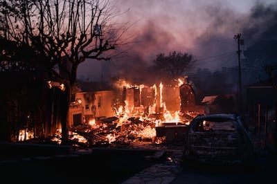 
Wildfires leave homes destroyed in the Pacific Palisades area of Los Angeles. Photograph: Mark Abramson/The New York Times                   