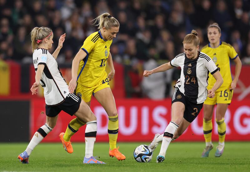 Fridolina Rolfo of Sweden playing against Germany. Photograph: Lars Baron/Getty