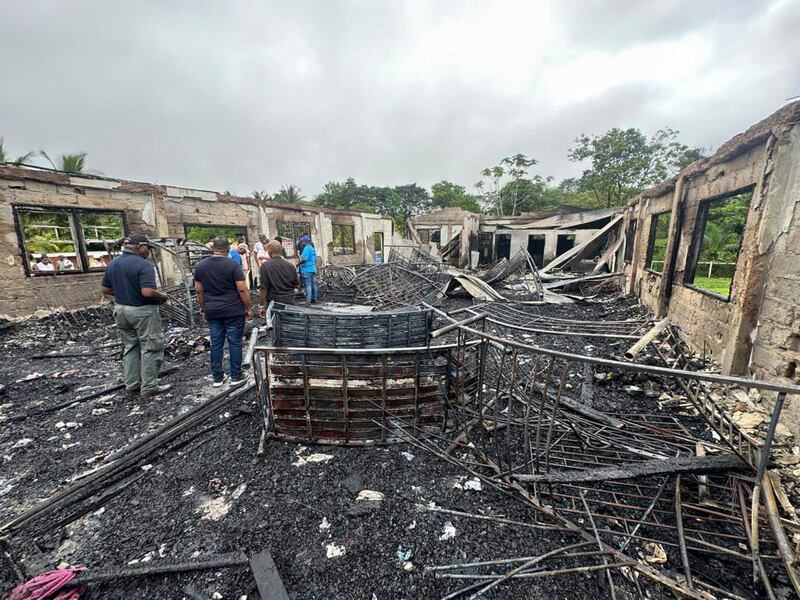 The dormitory at the school was destroyed. Photograph: Guyana’s Department of Public Information/AP