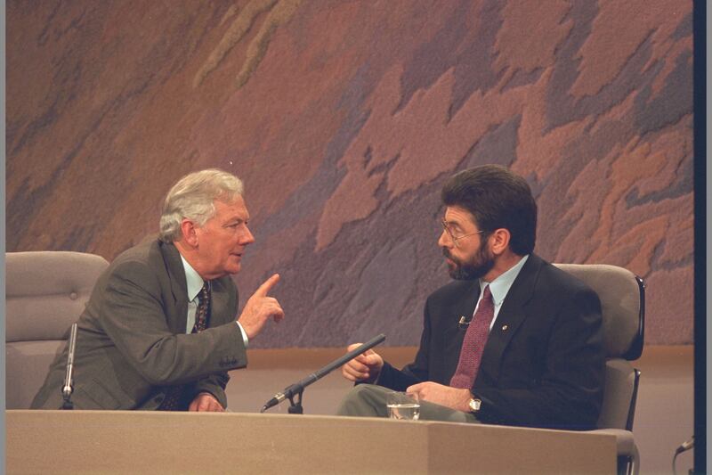 Byrne's interview with Gerry Adams in 1994 was controversial at the time. Photogrpah: RTÉ