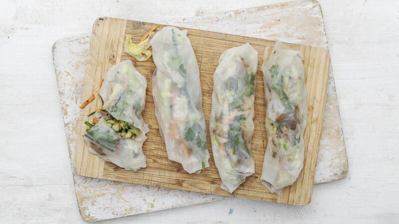 Vietnamese duck summer rolls. Photographs: Harry Weir