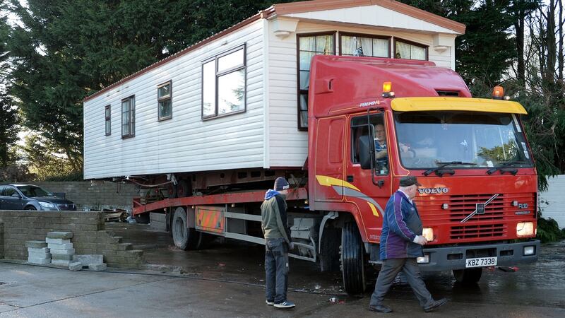 The remaining mobile homes are removed from the halting site at Woodland Park, Dundalk. Photograph: Eric Luke/The Irish Times