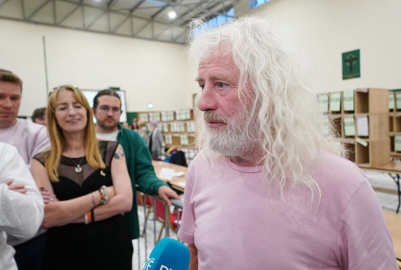 Mick Wallace speaking to the media during the European elections in June. Photograph: PA