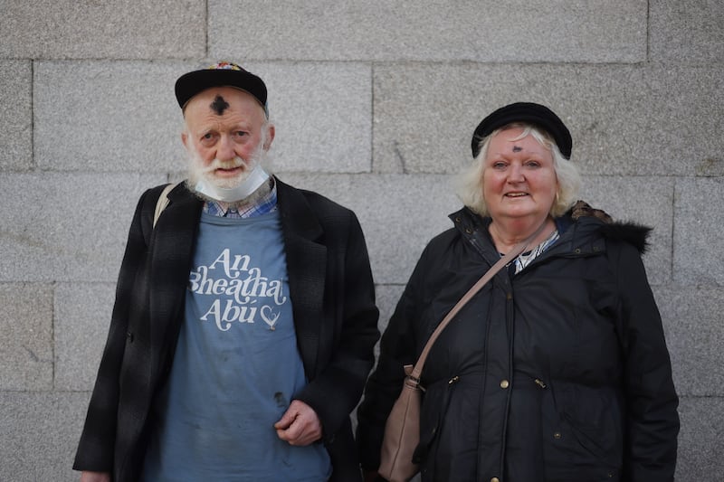 Siblings Chris Shannon and Bernadette Sexton at the Pro Cathedral in Dublin today; they would 'never miss' this day. Photograph: Bryan O’Brien 