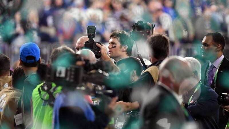 Quarterback Tom Brady leaves the field after losing   to the Philadelphia Eagles. Photograph: Getty Images