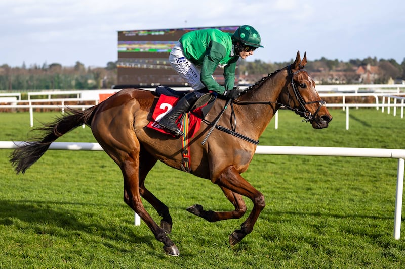 Paul Townend wins The Ladbrokes Dublin Steeplechase (Grade 1) on El Fabiolo. Photograph: Morgan Treacy/Inpho