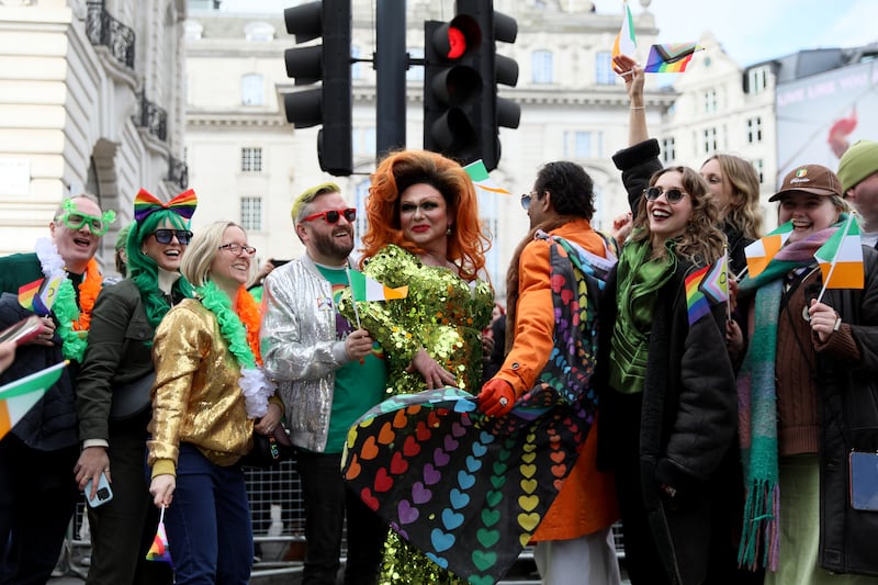 Spectators take part in London's St Patrick's Day Festival on Sunday. Photograph: Alishia Abodunde/Getty Images