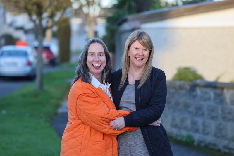 Jan Brierton and Lesley McGuirk in Kilnamanagh, Dublin, where they were living across the road from each other when they became friends aged 4. Photograph: Dara Mac Dónaill