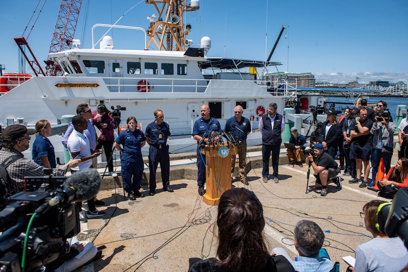 US coast guard capt Jamie Frederick speaks about the search efforts for the Titan submersible. Photograph: Joseph Prezioso/AFP/Getty Images