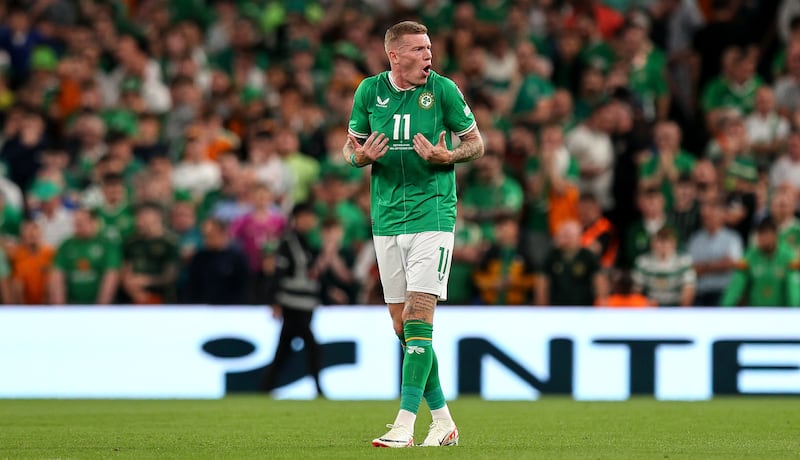 James McClean: has announced his decision to retire from international football by the end of the year. Photograph: Ryan Byrne/Inpho 