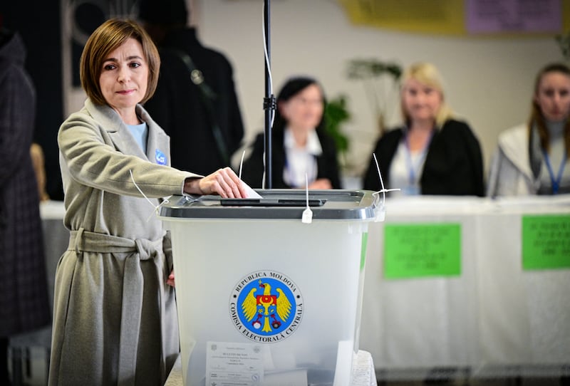 Pro-western incumbent Maia Sandu faces Alexandr Stoianoglo, an ex-prosecutor general backed by the traditionally pro-Russian Socialist Party. Photograph: Daniel Mihailescu/AFP