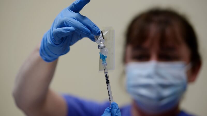 The Pfizer vaccine being administered to staff at St Vincent’s. Photograph: Alan Betson/The Irish Times