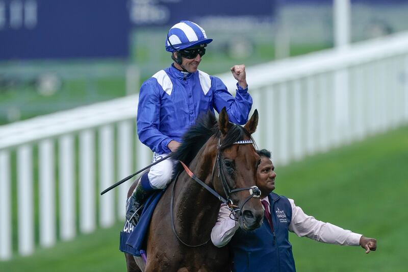 Hukum and Jim Crowley after the The King George VI And Queen Elizabeth Stakes success. Hukum has been retired and will join Darley’s list of stallions in Japan in 2024. Photograph: Alan Crowhurst/Getty Images