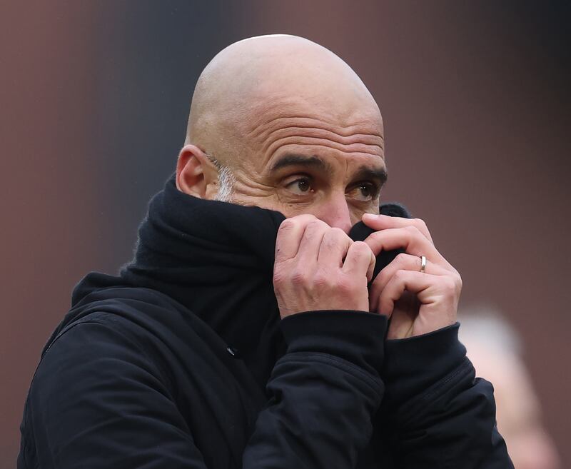 Manchester City manager Pep Guardiola during the FA Cup fourth round match against Leyton Orient. Photograph: Richard Pelham/Getty Images