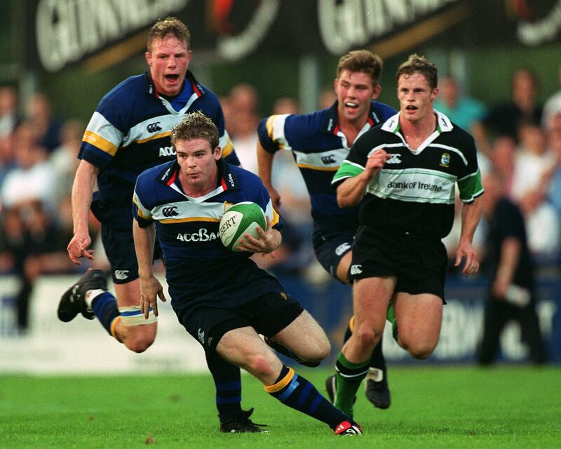 Leinster's Gordon D'Arcy on the attack at Donnybrook in 1999. 'When I was capped for Ireland at 19, I didn’t appreciate it as much as I should have.' Photograph: Billy Stickland/Inpho