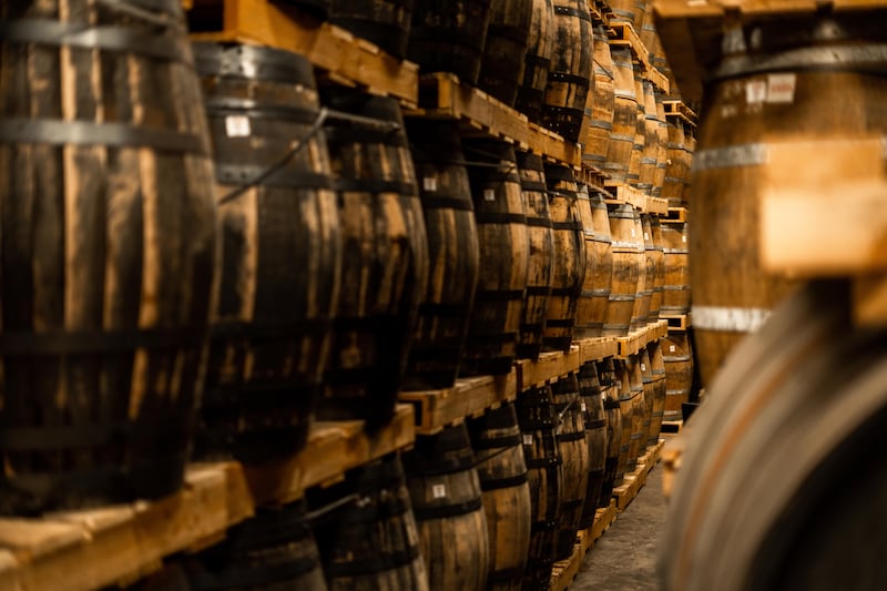 Whiskey casks at Dingle Distillery. The investment allure lies in the fact that whiskey matures in flavour, and therefore in value, throughout its time in the cask