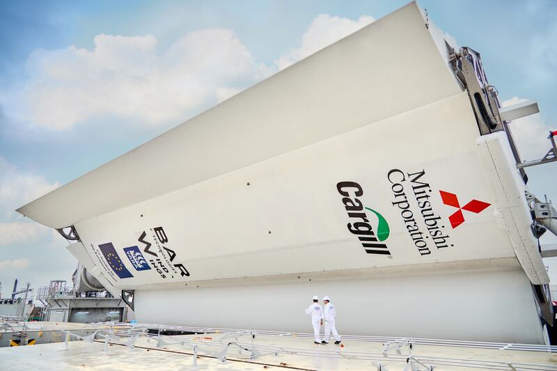 The sails for the cargo ship Pyxis Ocean. Photograph: Cargill/PA Wire 


