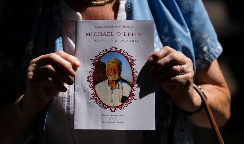 A funeral service booklet from the funeral of publisher Michael O'Brien. Photograph: Gareth Chaney/ Collins