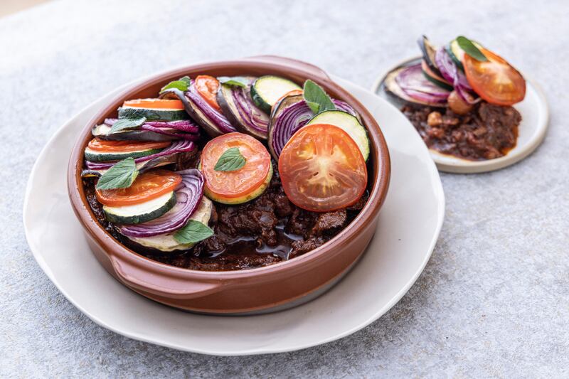 Slow braised lamb with ratatouille. Photograph: Harry Weir