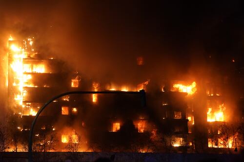 At least 13 injured as fire engulfs two buildings in Spanish city of Valencia