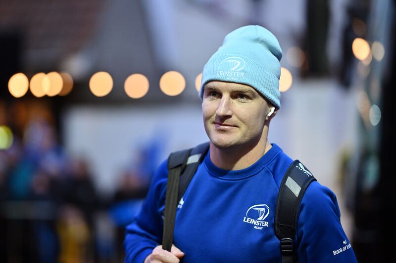 Jordie Barrett of Leinster arrives at the ground prior to the match. Photograph: Dan Mullan/Getty