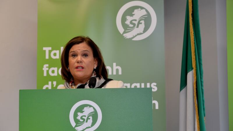 Sinn Féin president Mary Lou McDonald launching her party’s General Election 2020 Manifesto in the Temple Bar Gallery and Studios. Photograph: Alan Betson