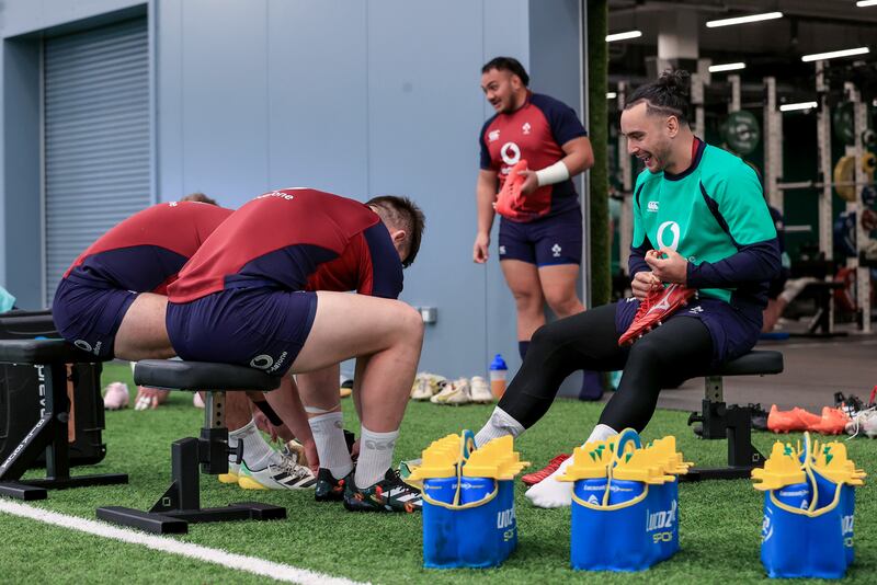 James Lowe during Ireland's squad training at the IRFU High Performance Centre, Sport Ireland Campus, Blanchardstown. 'We don’t want to get into a brawling match [against Italy]. But we understand that they want that and that if we can play smarter, I think we should hopefully be able to pull them apart.' Photograph: Dan Sheridan/Inpho