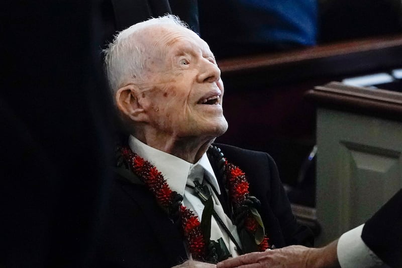 Jimmy Carter at his wife Roslynn's funeral in late 2023. Photograph: Alex Brandon, Pool/AP