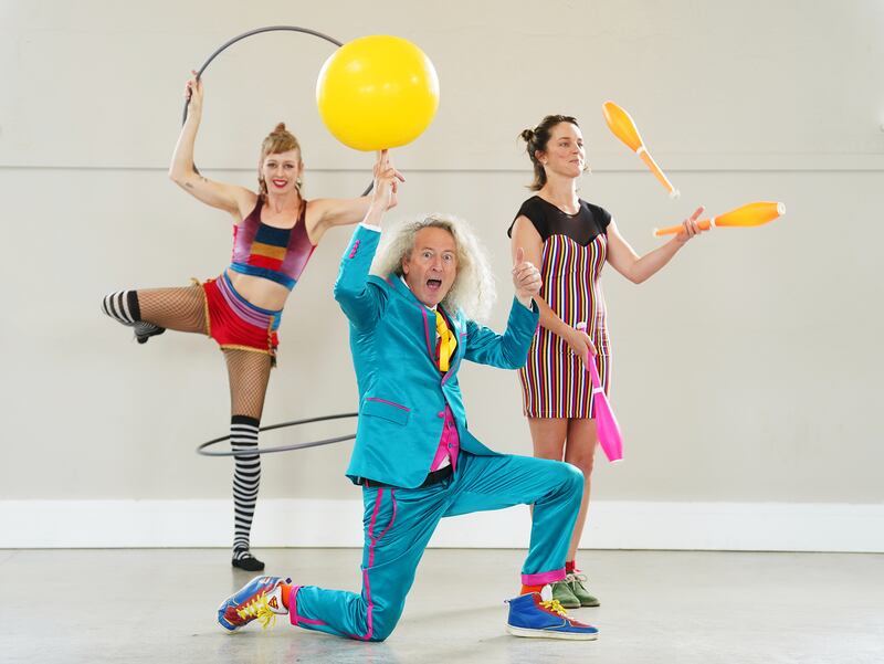 Con Horgan, Gill Byrne and Kim McCafferty at the National Circus Festival of Ireland. Photograph: Brian Lawless/PA