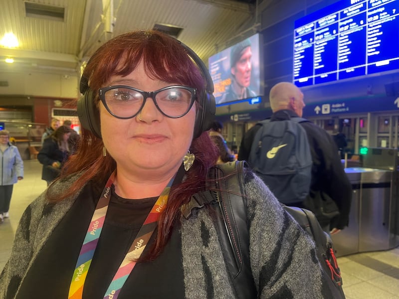 Jennifer Callan-Crilly at Connolly station on the first day of the hourly Dublin-Belfast train service