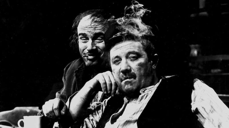 Landmark production: John Kavanagh as Joxer and Donal McCann as Captain Boyle in Joe Dowling’s 1986 production of Juno and the Paycock, by Seán O’Casey. Photograph:  Tom Lawlor