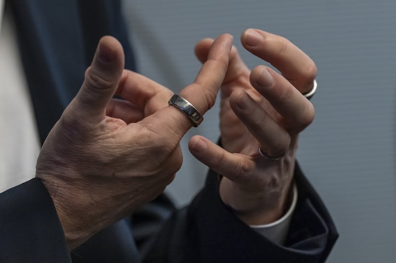 Oura Health chief executive Tom Hale wears an Oura ring. Photograph: David Paul Morris/Getty