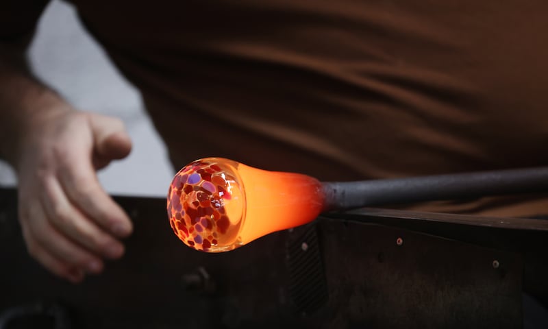  Johnny Maher at work in Jerpoint Glass Studios in County Kilkenny. 