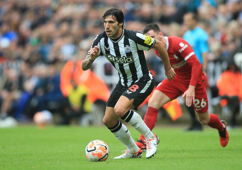 Newcastle United's Italian midfielder Sandro Tonali. Photograph: Lindsey Parnaby/AFP via Getty Images