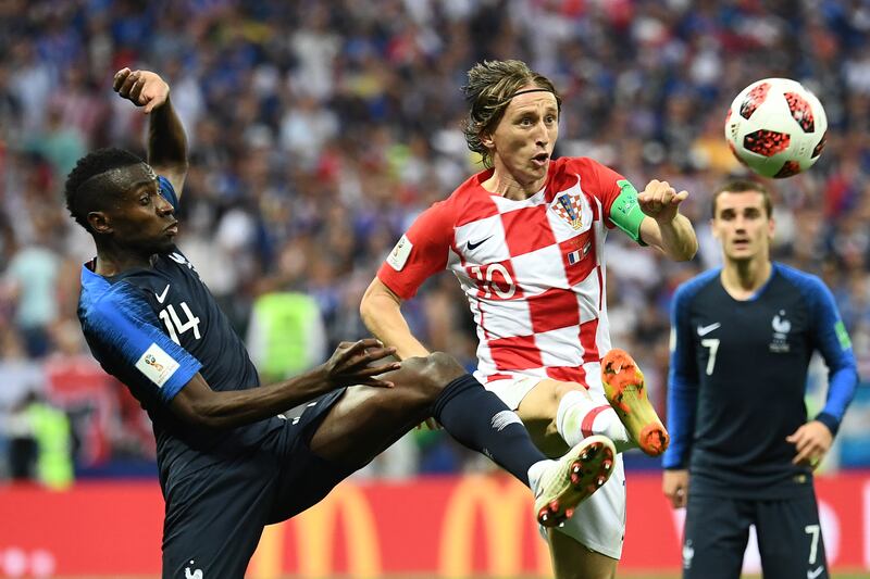 Croatia's midfielder Luka Modric vies with France's midfielder Blaise Matuidi. Photograph: Franck Fife/AFP via Getty