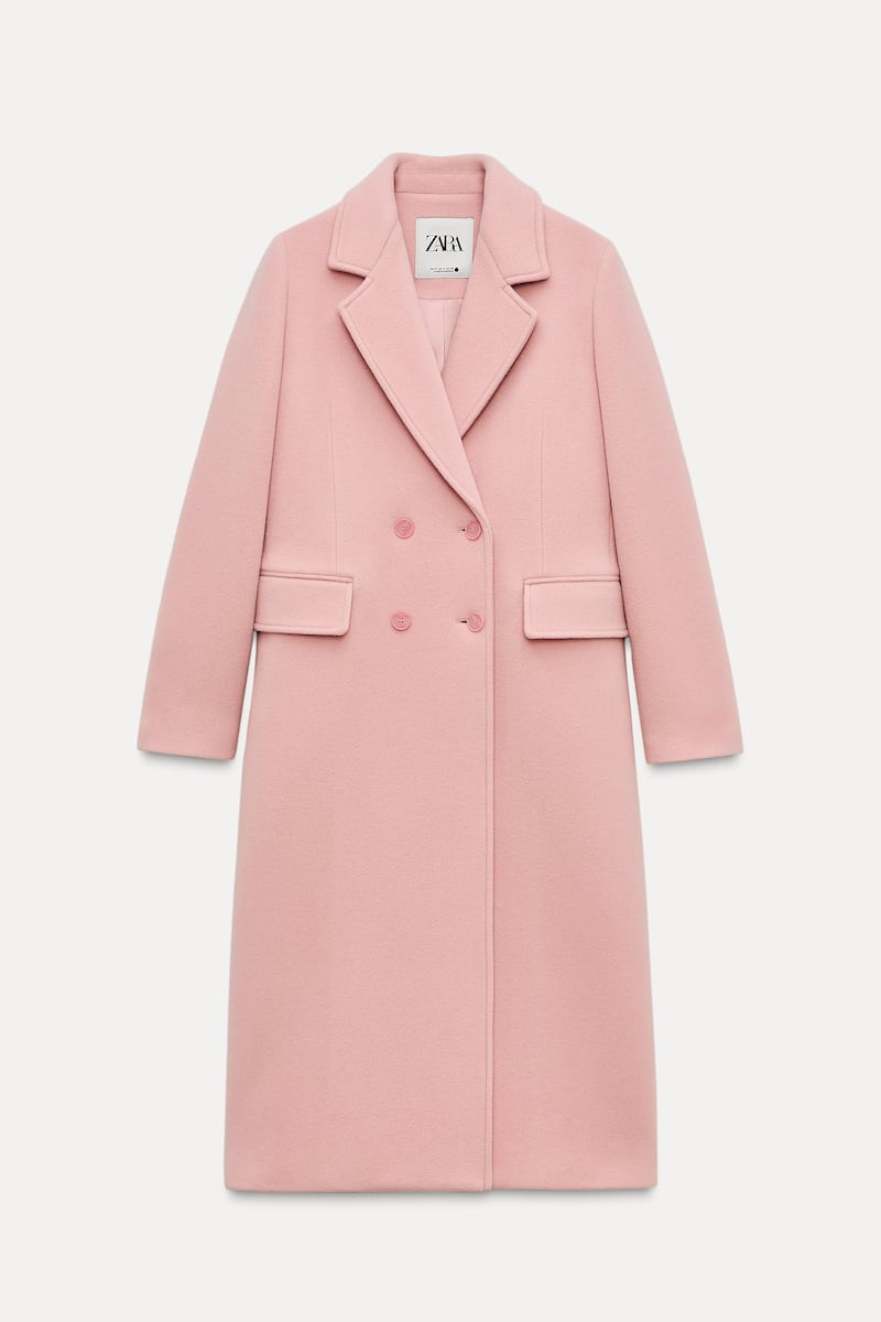 Double-breasted wool coat, €129, Zara