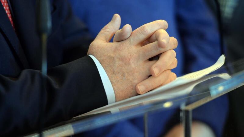 Above, Gilmore speaking about his resignation as Labour Party leader this week. Photograph: Eric Luke / The Irish Times