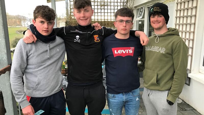 Four junior anglers, including two Irish internationals, who took part in the two-day competition on Lough Mask. From left: Darren Sweeney, Éanna O’Leary, Cormac McCarthy and Tadhg O’Shea.