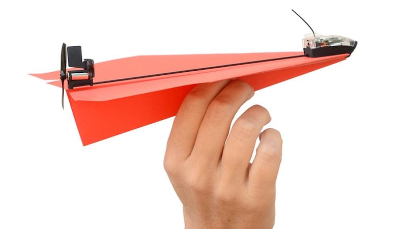 Yes, it is a paper airplane but attach it to an ultra-lightweight motor and it turns your childhood experience into something new.