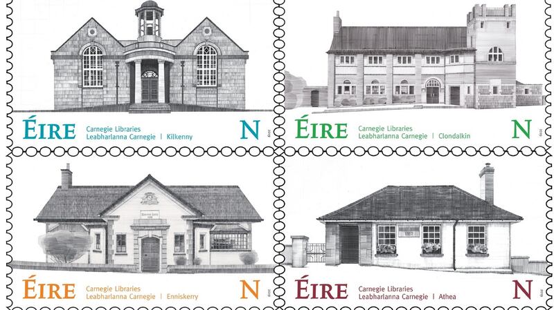 An Post has unveiled four stamps to honour the contribution of the Scottish-born philanthropist Andrew Carnegie who funded 66 libraries in Ireland